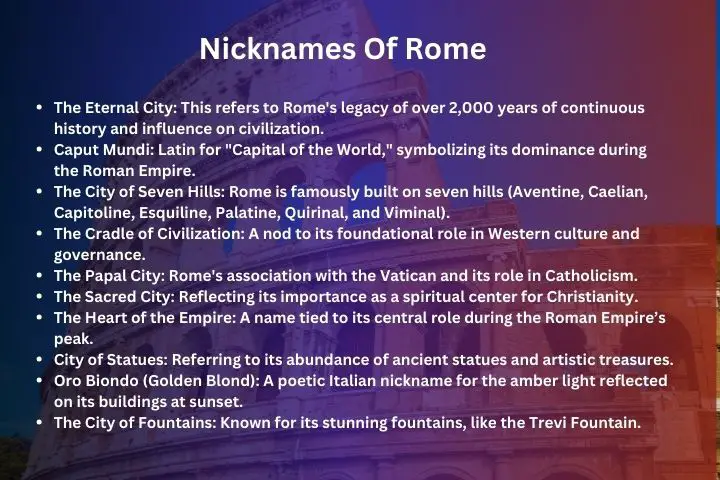 list of Nicknames for Rome