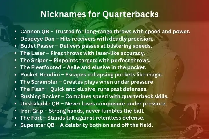 list of Nicknames for Quarterbacks